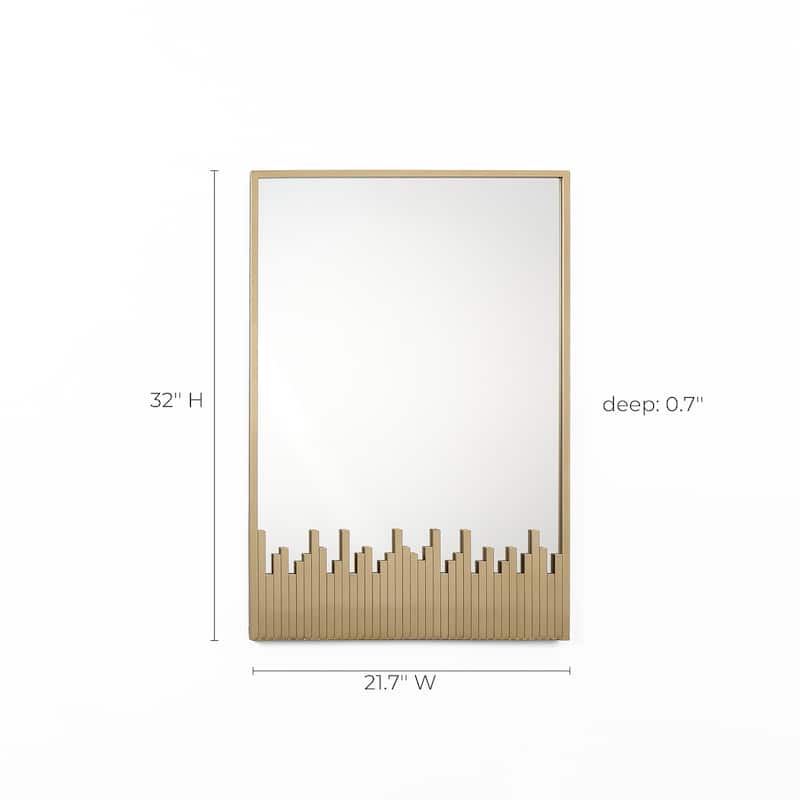 Cityscape Gold Metal Frame Rectangular Wall Mirror, Bathroom Wall Mirror - 32" H x 21.7" W