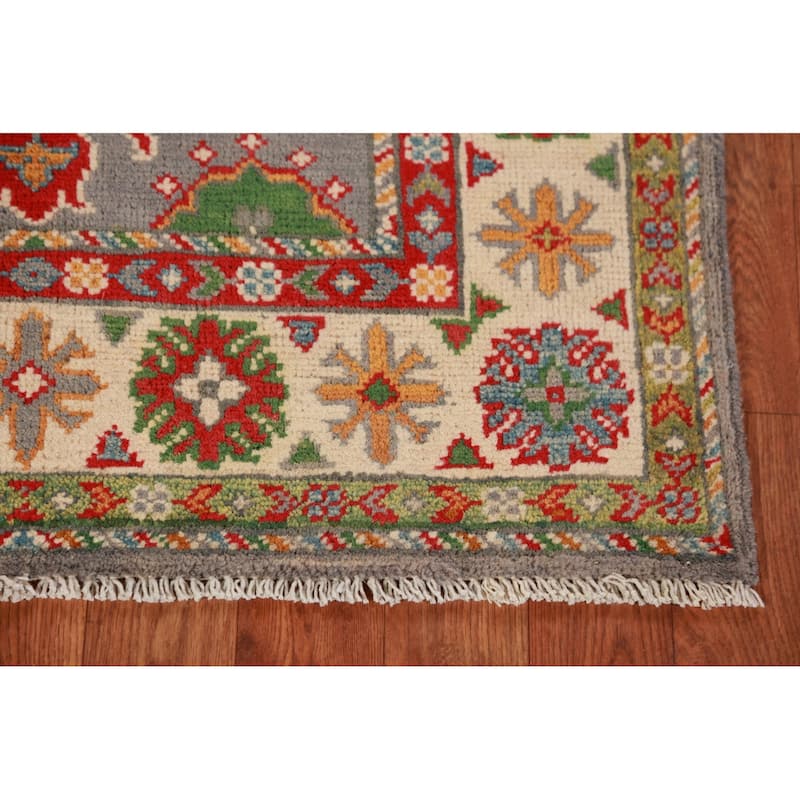Gray Kazak Oriental Foyer Rug Handmade Wool Carpet - 2'9"x 4'1"