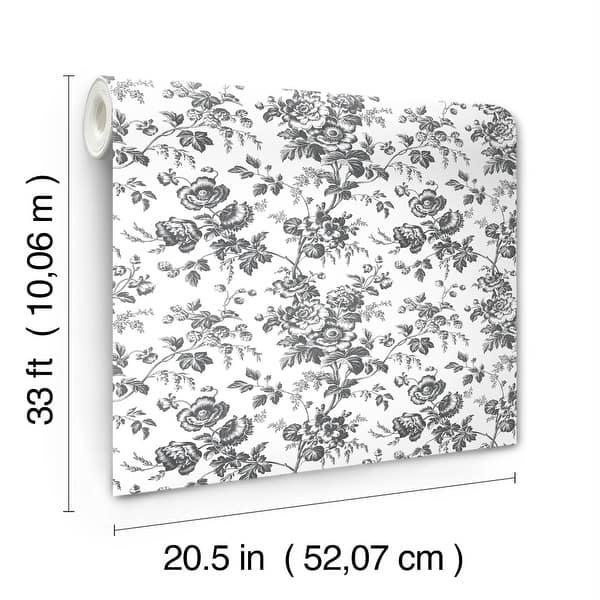 York Wallcoverings Anemone Toile Black Wallpaper