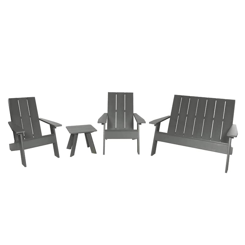 Italica Modern 4-piece Adirondack Patio Set - Coastal Teak