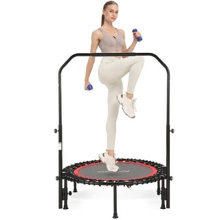 ZENOVA 40 Mini Trampoline for Adults and Kids Fitness, Indoor Trampoline  Rebounder with Adjustable Foam Handle for Bounce Workout Max Load 330lbs