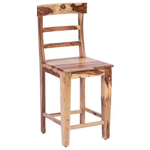 Porter Designs Taos Traditional Solid Wood Ladderback Counter Chair, Natural