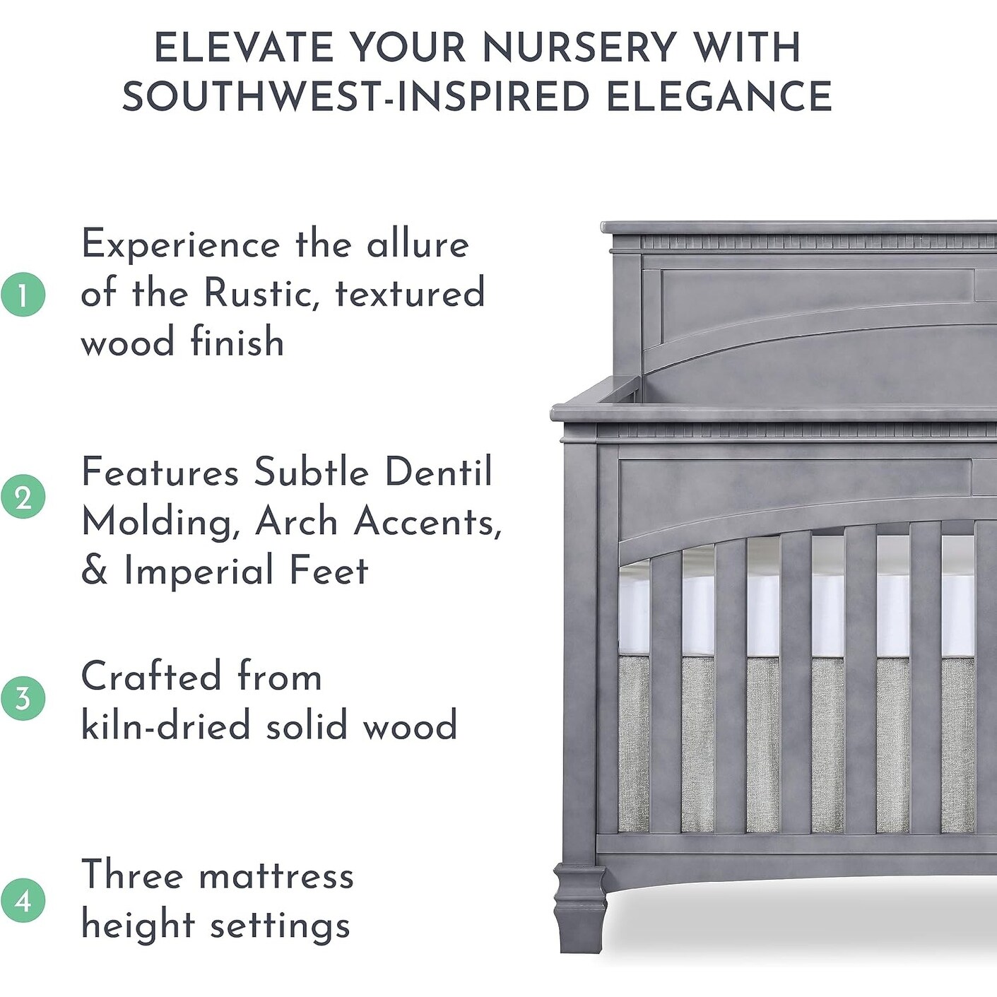 Evolur Santa Fe Storm Grey 5-in-1 Convertible Crib buybuy BABY