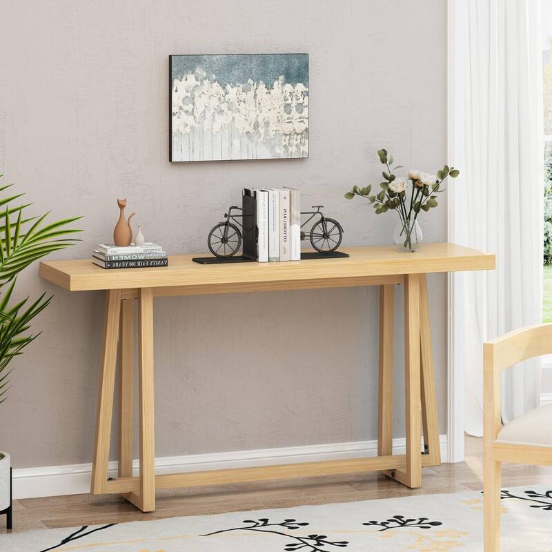 Stylish 60" Console Table, Rectangular Outdoor Entryway Table with Sturdy Construction for Hall Use