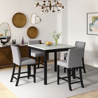 Fashion 5 PC Wooden Counter Height Dining Table and Chair Set with 4 ...
