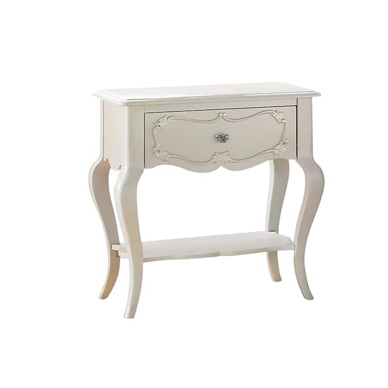 HomeRoots 26" Solid Wood And Mirrored Glass Nightstand