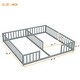 preview thumbnail 38 of 45, Twin Size Kids Bed Frame, Double Twin Floor Bed with Fence Guardrails