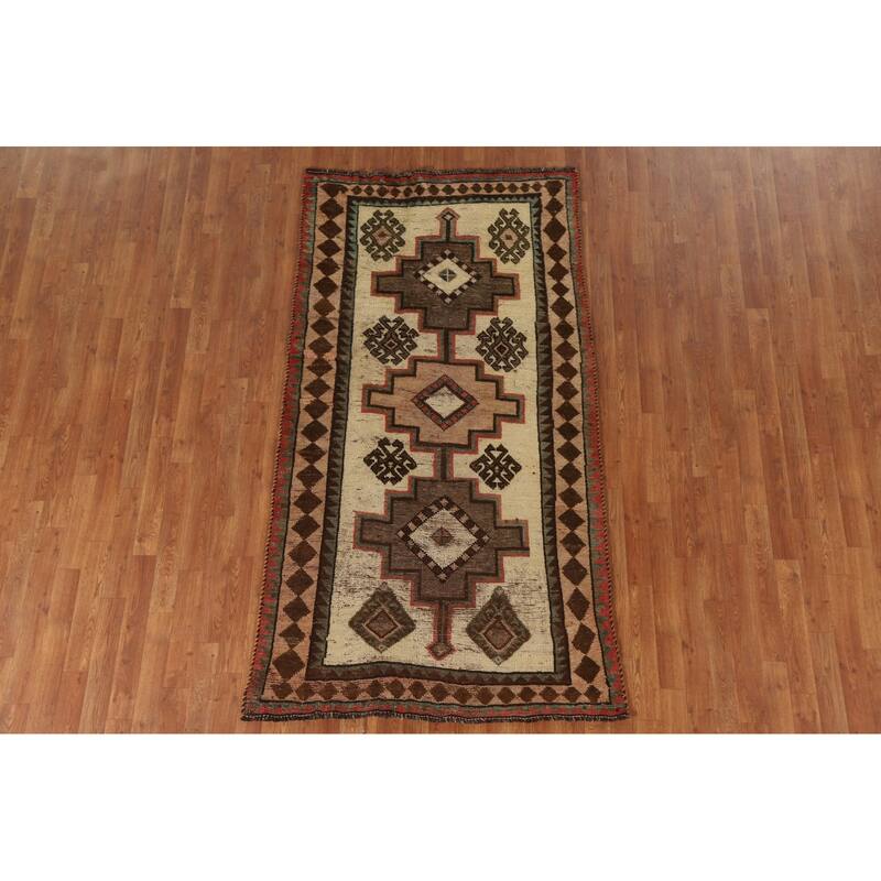 Vegetable Dye Gabbeh Persian Antique Area Rug Hand-knotted Wool Carpet - 3'9"x 7'2"