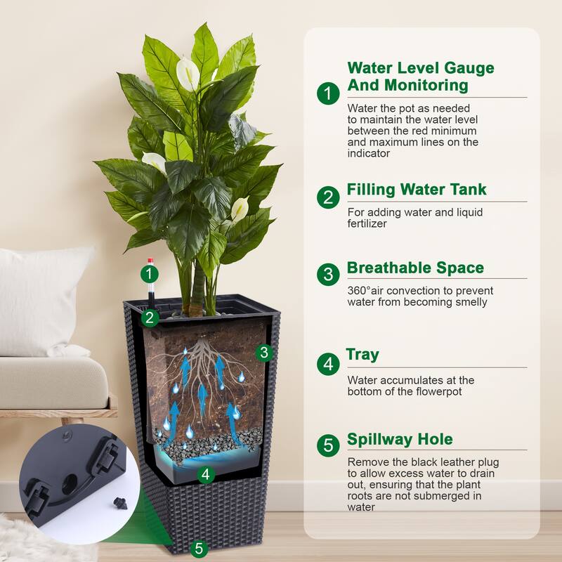23 inch Tall Outdoor＆Indoor Planter Pots of 2