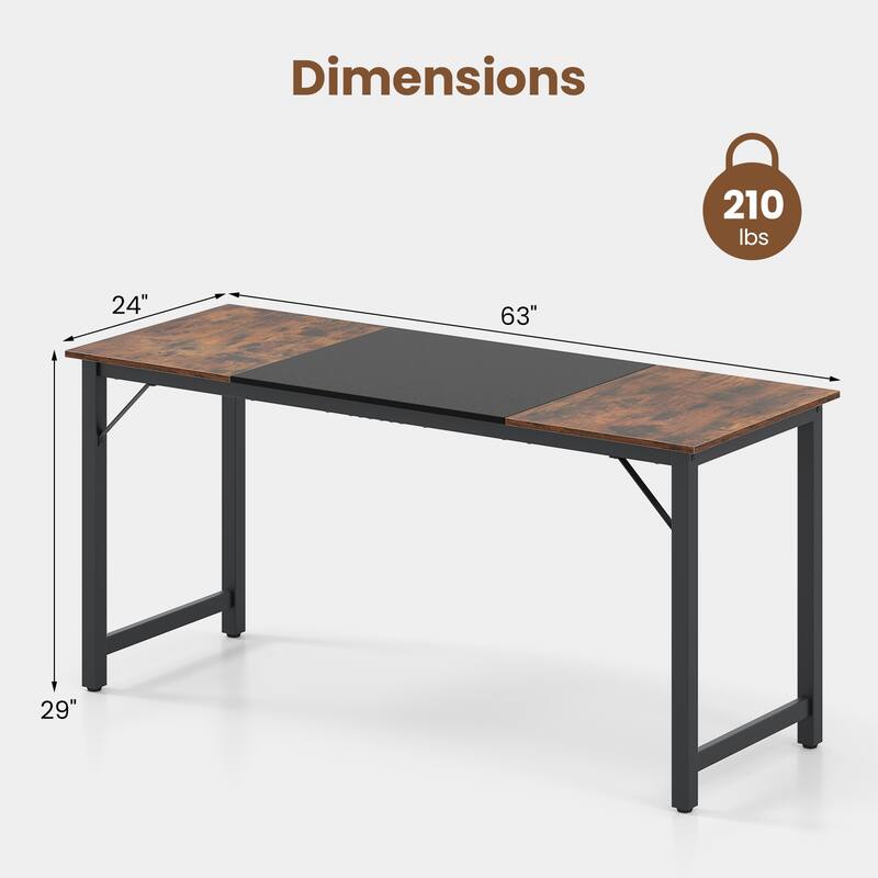 Gymax 6 PCS 63'' Computer Desk Modern Industrial Office Desk w/ Metal