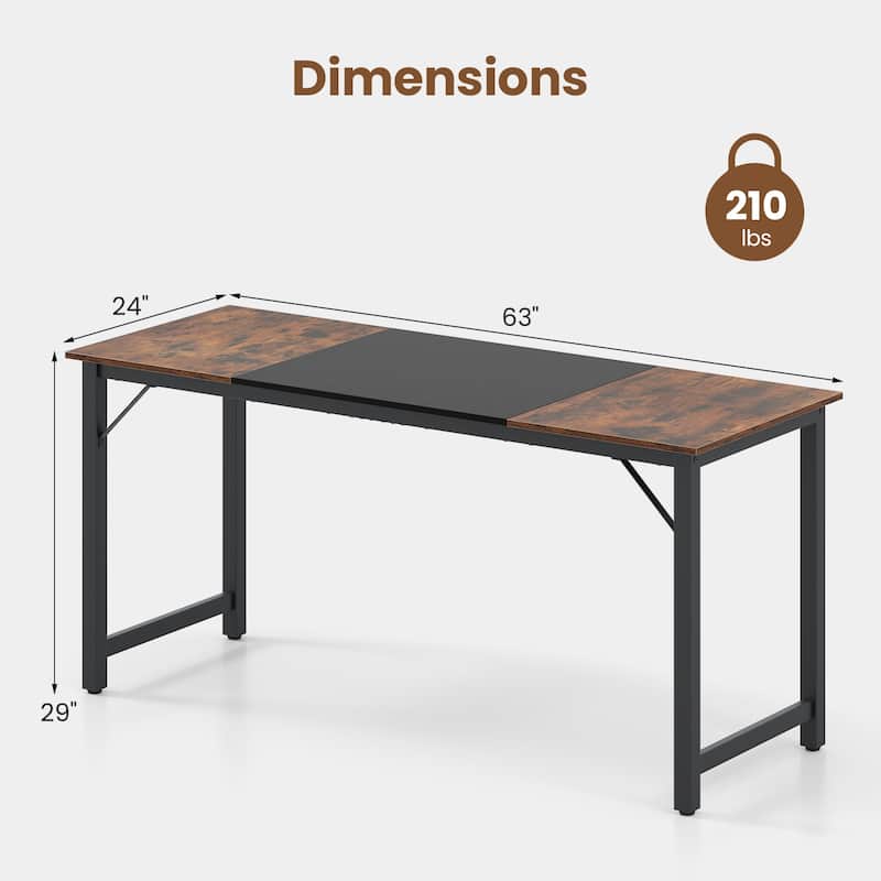 Gymax 63'' Computer Desk Modern Industrial Office Desk w/ Metal Frame