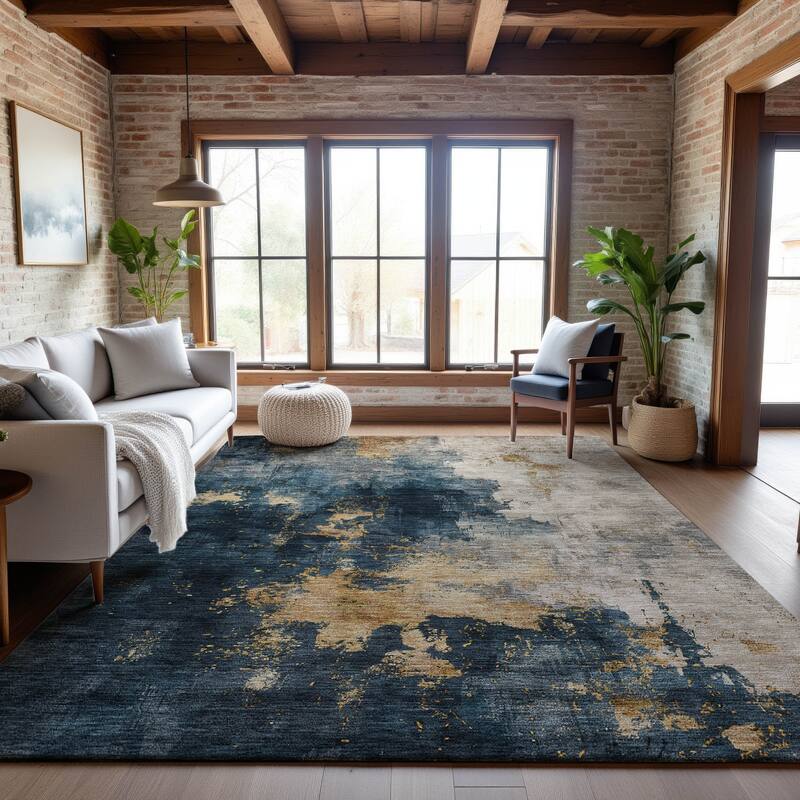 Premium Washable Super Soft Modern Chic Mayfield Rug - Blue - 3' x 5'