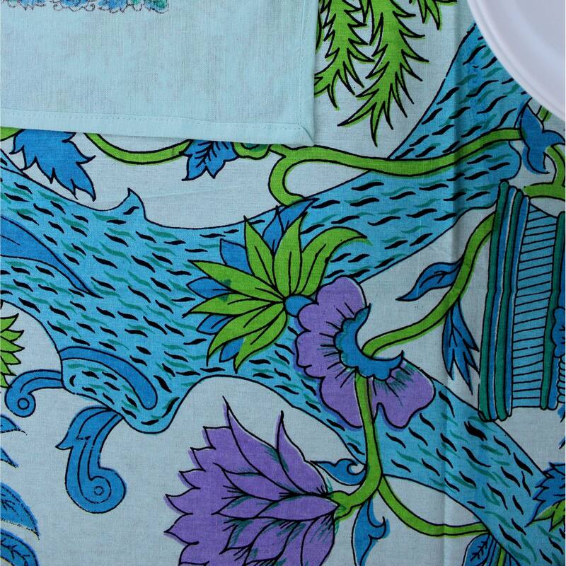 Vibrant Cotton Floral Tree Of Life Tablecloth Collection