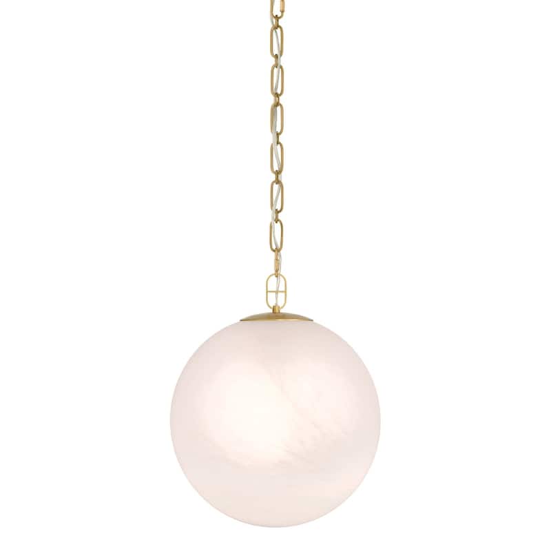 Minka Lavery 5213 Marbelle 16" Wide Pendant with Etched Alabaster - Legacy Brass