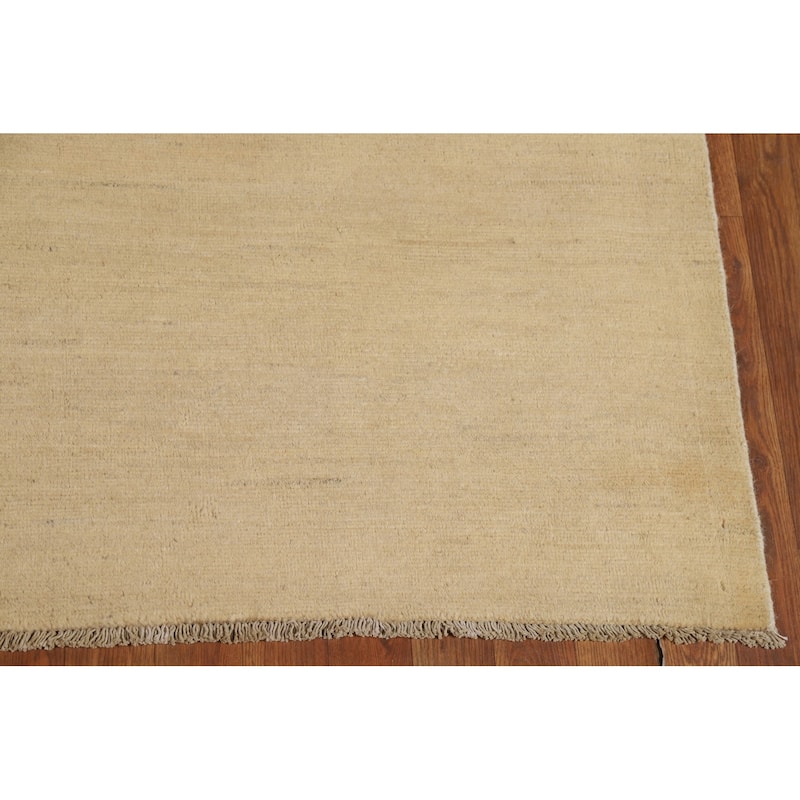 Muted Yellow Modern Gabbeh Oriental Area Rug Handmade Wool Carpet - 5'11"x 7'3"