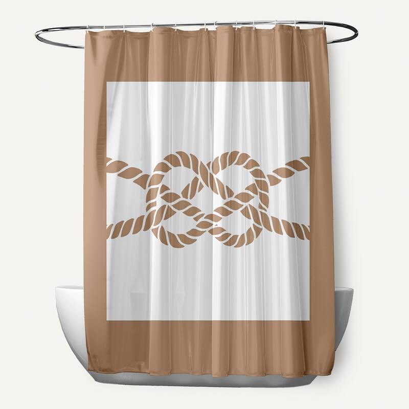Nautical Knot Geometric Print 71x74-inch Shower Curtain - Brown