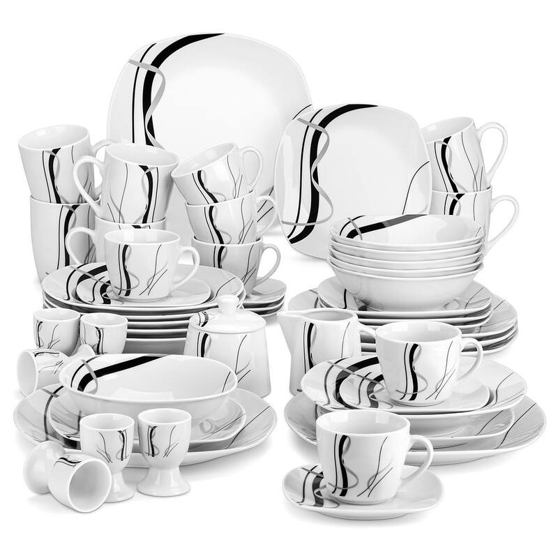 VEWEET 'Fiona' Porcelain 50-Piece Dinnerware Set (Service for 6)