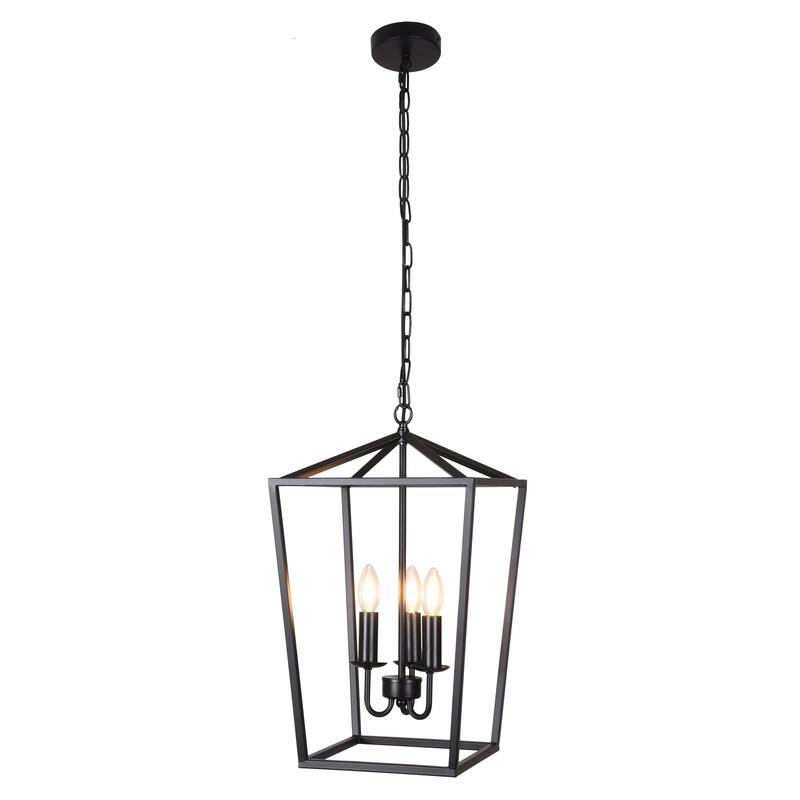 Black 3-Light Lantern Pendant - Modern Farmhouse Lighting - 18