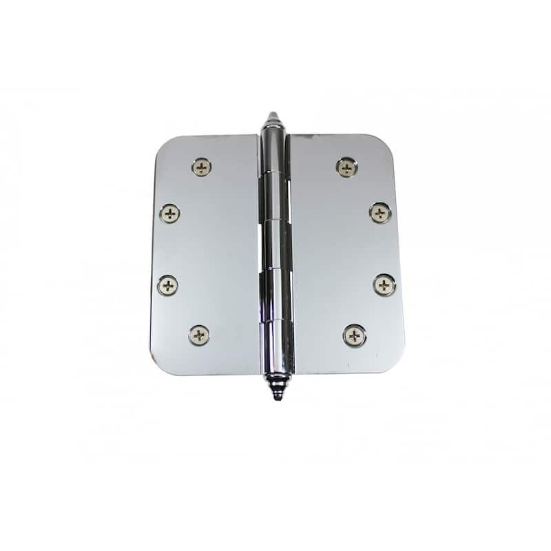 Chrome Plated Brass Cabinet Door Hinge 5 x 5" Kitchen Cabinet Hinge with Stainless Steel Radius Decor Tip Pins Renovators Supply