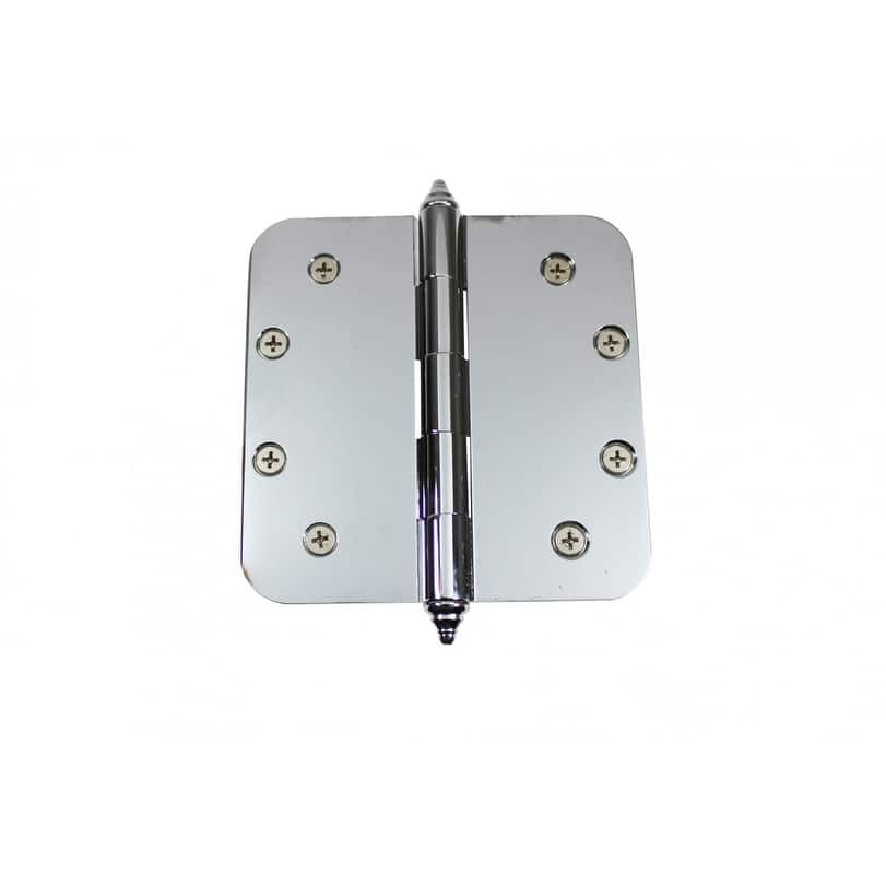Chrome Plated Brass Cabinet Door Hinge 5 x 5" Kitchen Cabinet Hinge with Stainless Steel Radius Decor Tip Pins Renovators Supply