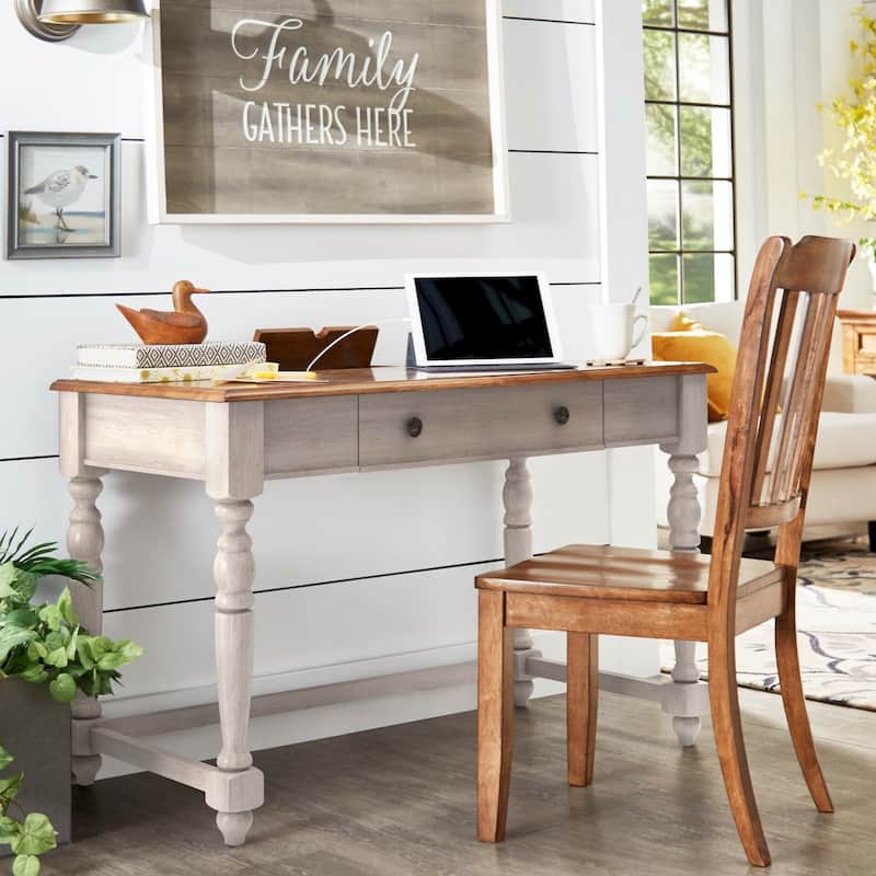 Oaklyn Antique 1-drawer Desk with Charging Station by iNSPIRE Q Classic - Antique White