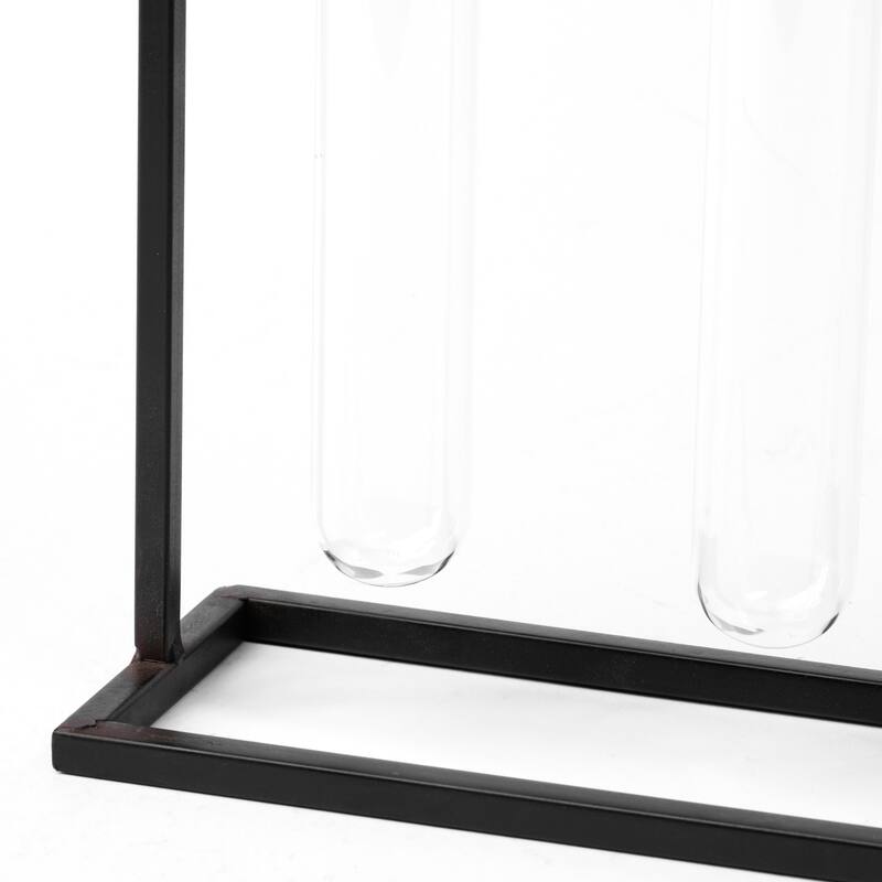 Bunsen Black Metal Five Glass Test Tube Vase