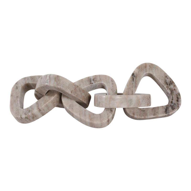 Marble Decorative Object Carved Chain Sculpture Home Decor -15", Ivory - 14.5"