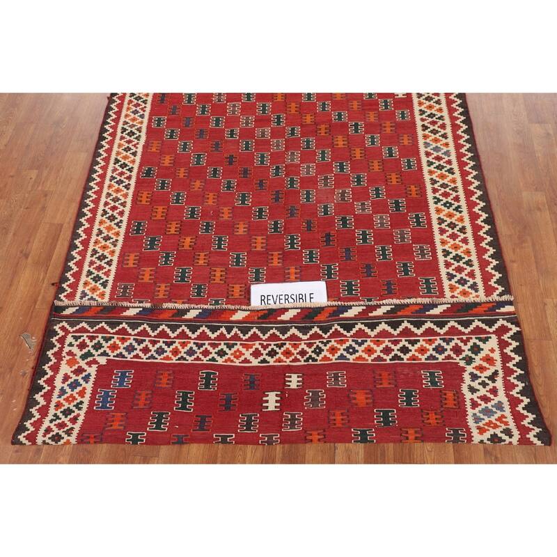 Kilim Qashqai Persian Vintage Rug Hand-Woven Wool Carpet - 5'0"x 7'9"
