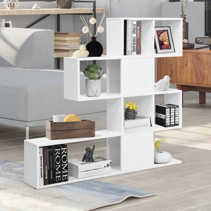 5-Tier Ladder Bookshelf with Open Shelves Modern Storage Display Rack for Home Office Living Room - 47" x 8" x 43" (L x W x H)