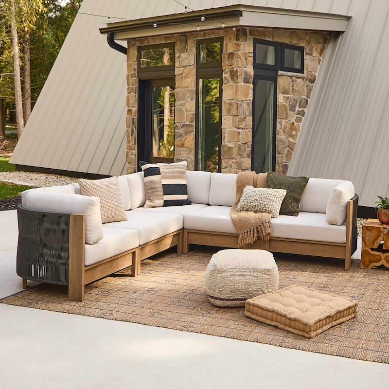 Stratton Outdoor 5-Piece Modular Sectional with Sunbrella Cushions
