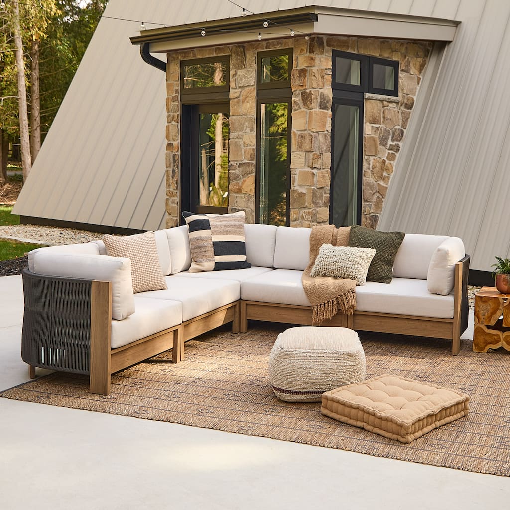 Stratton Outdoor 5-Piece Modular Sectional with Sunbrella Cushions