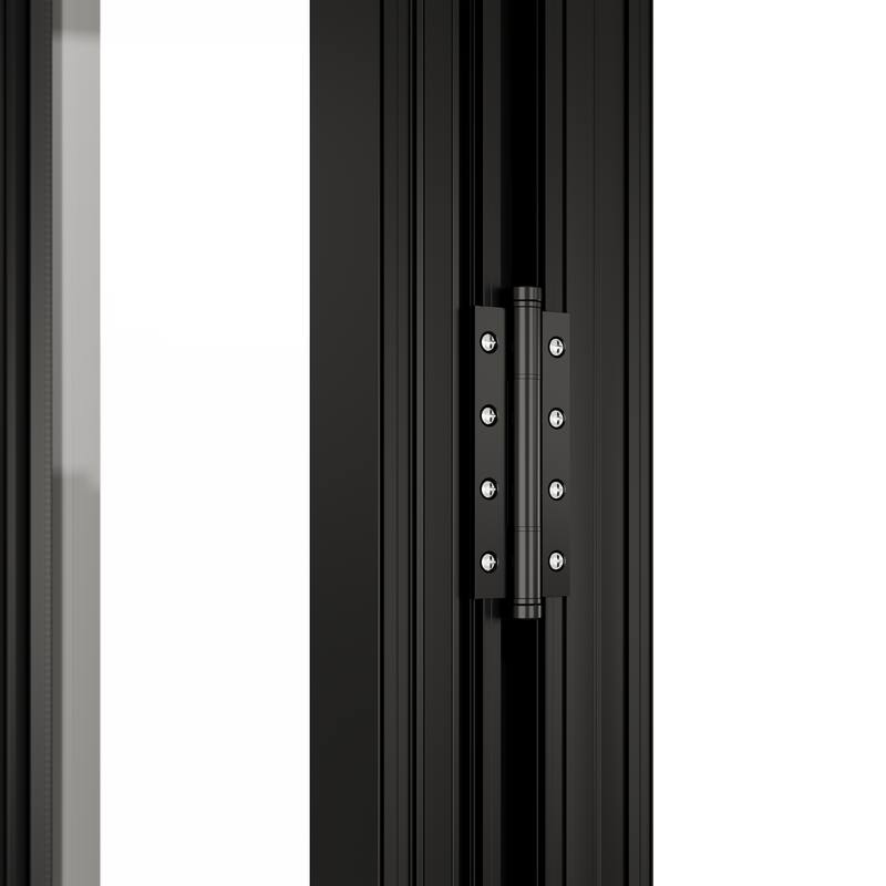KaMic 108" x 80" 3 Panels Aluminum Folding Doors in Black, Folded Out from Right to Left Model #: FD3PBK10880-RL