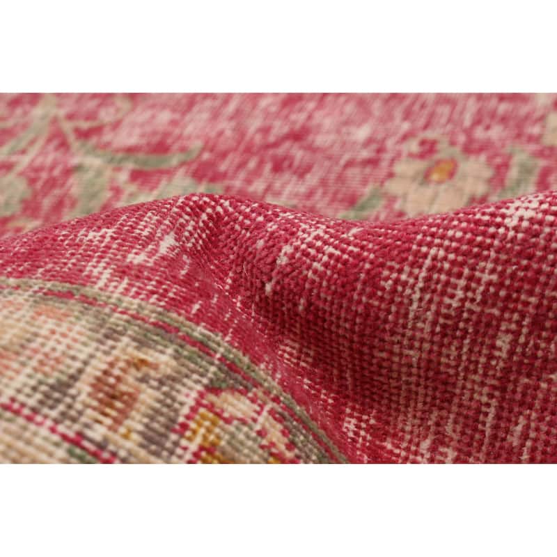ECARPETGALLERY Hand-knotted Antalya Vintage Dark Pink Wool Rug - 9'0 x 11'6