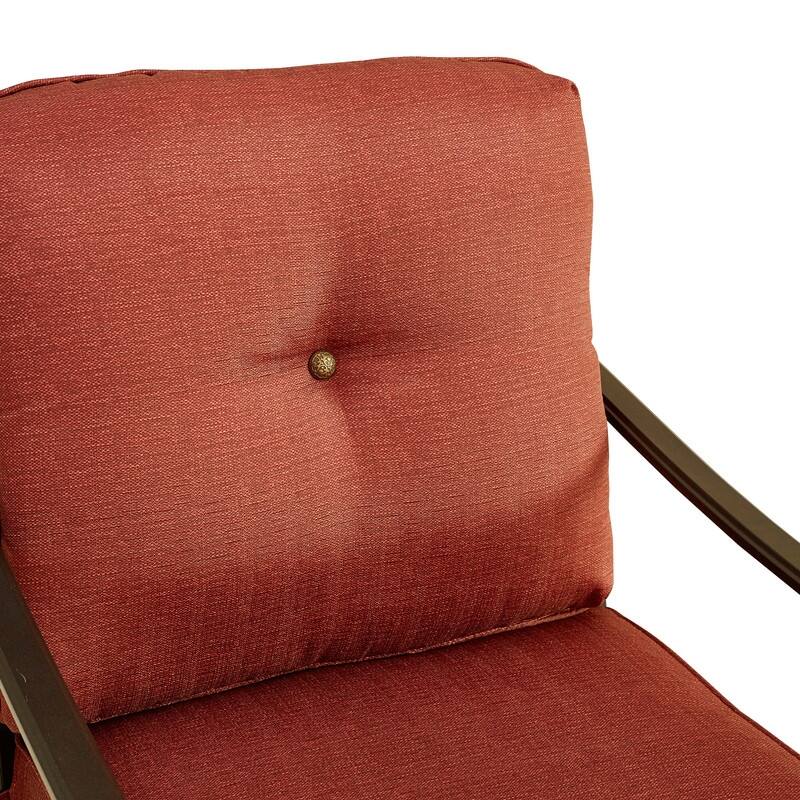 Patio Festival Outdoor Metal Chair with Red Cushions (2-Pack)