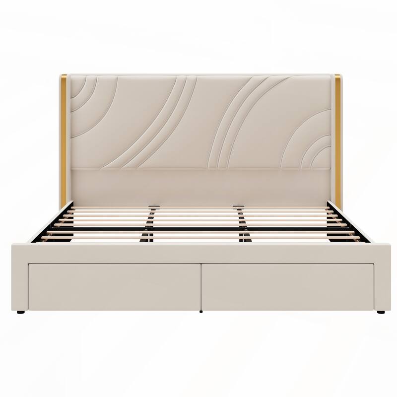 King Size Modern Upholstered LED Bed Frame
