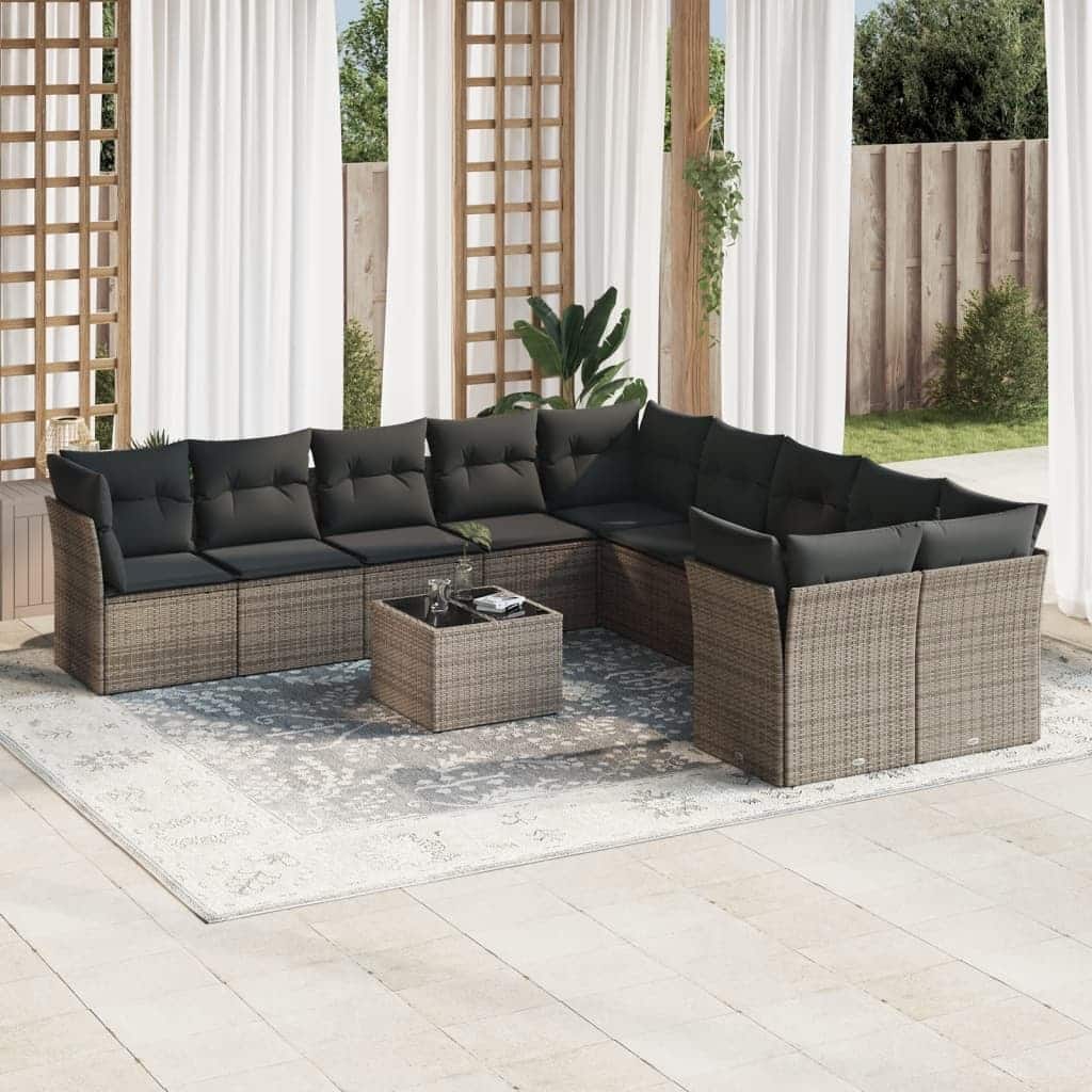 vidaXL Garden Sofa Set Grey, Dark Grey - 21.7 x 21.7 x 14.6