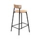 preview thumbnail 8 of 28, Hand Woven Bar Stools with Back Set of 2 Paper Rope Round Barstools with Footrest for Kitchen Island & Dining Rooms