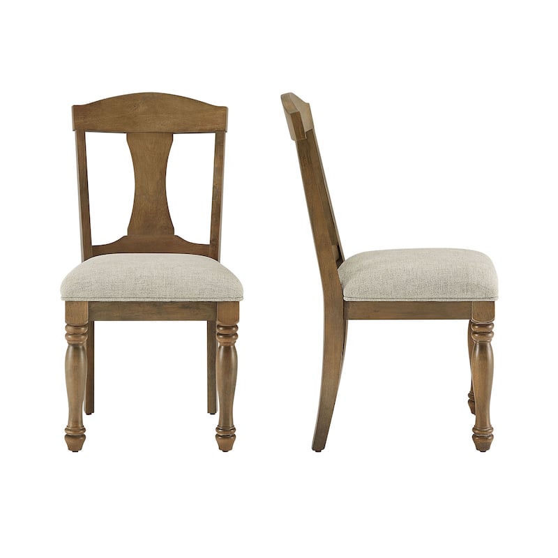 Set of 2 Mid-Century Retro Upholstered Dining Chairs with Decorative Back - White Oak