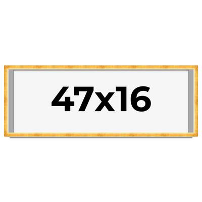 47x16 Shadow Box Frame Gold | 1.625 Inches Deep Real Wood Traditional