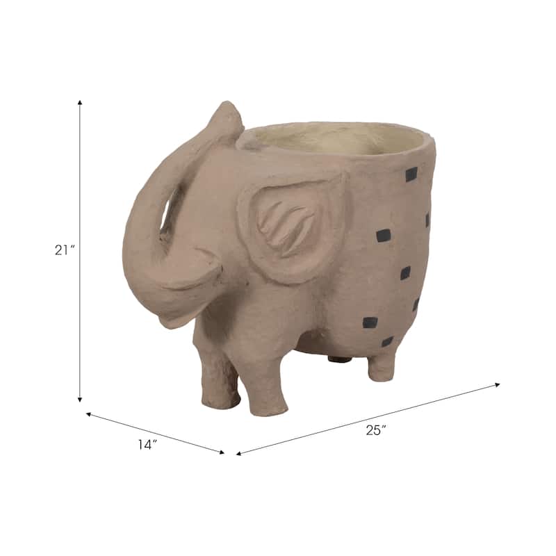 Sagebrook Home's Ivory 25" Paper Mache Elephant Planter - 25" x 14" x 21"