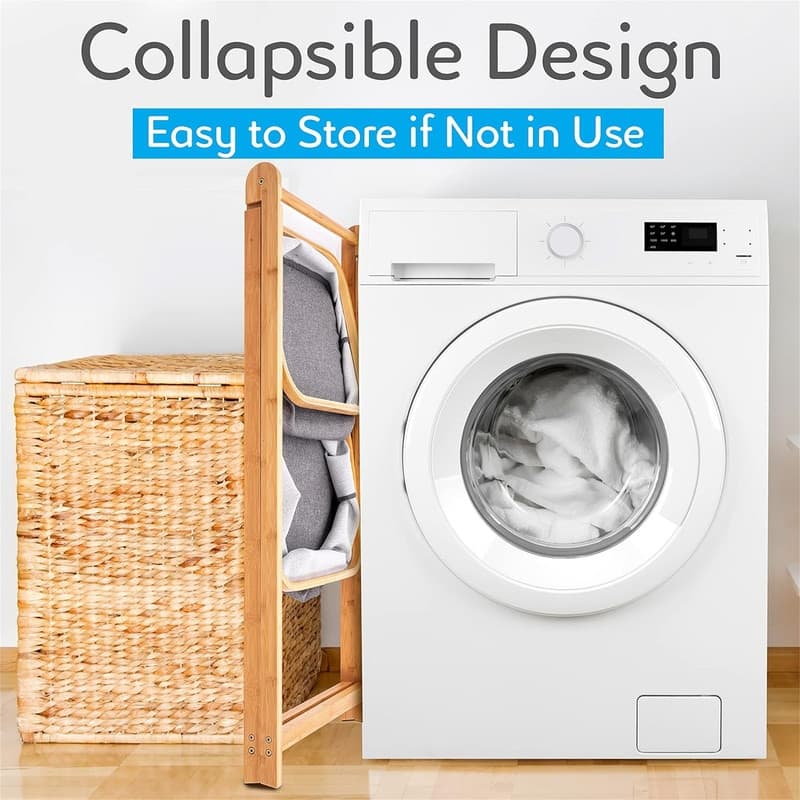 2 Tier Fold Out Hamper Shelf Storage - 12.99"D x 17.52"W x 38.98"H