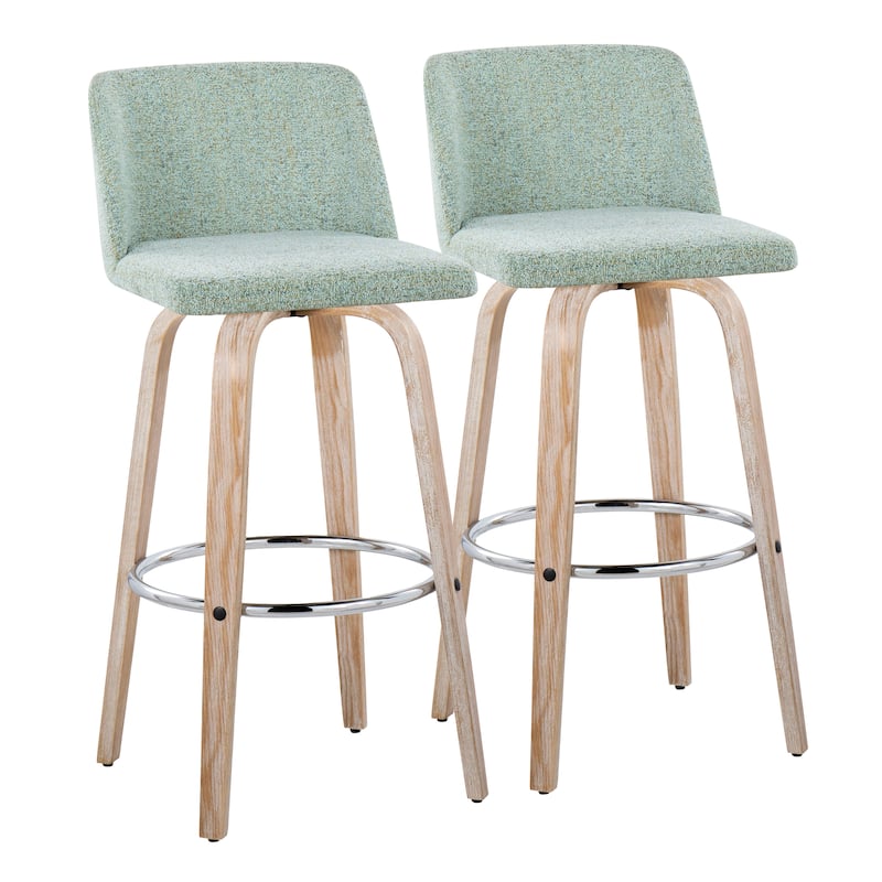 The Gray Barn Vallberga 30" Fixed-Height Bar Stool with White Washed Wood Base (Set of 2)