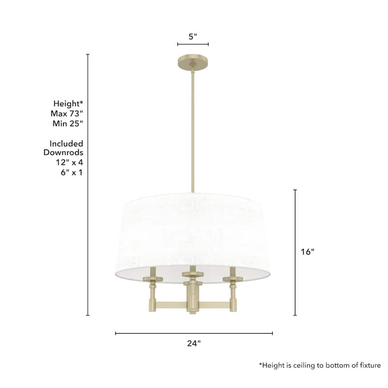 Hunter Briargrove 4-Light Chandelier with Shade - Kitchen Island, Dining Room, Entry - Geometric, Transitional - 24"