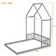 preview thumbnail 8 of 6, Full Roof-framed Headboard Floor Bed with Headboard Guardrails, without Slats ,Grey