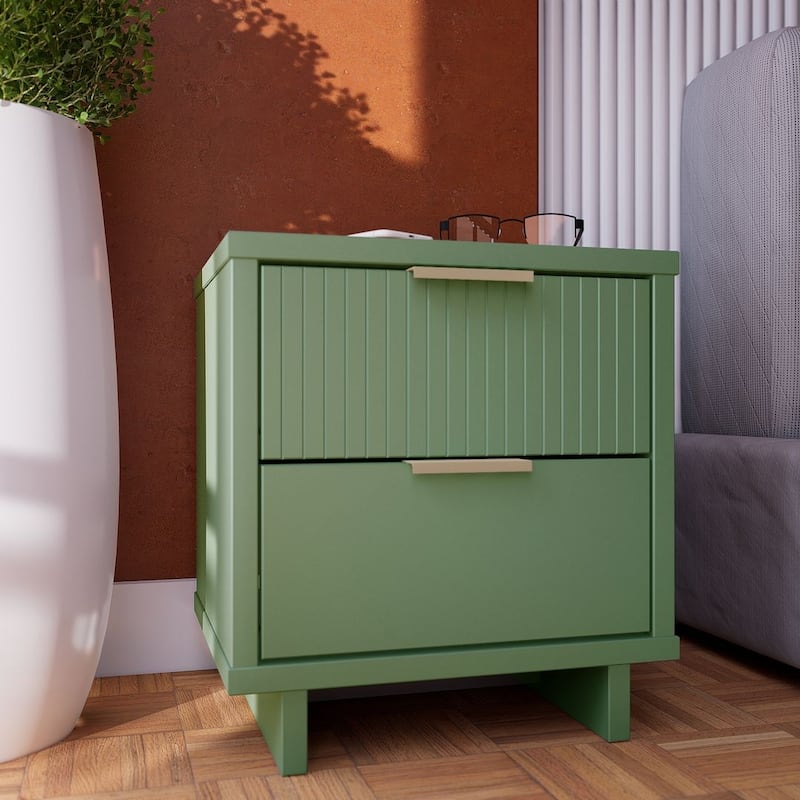 Manhattan Comfort 2.0 Granville Modern 2 Drawer Nightstand - Sage Green