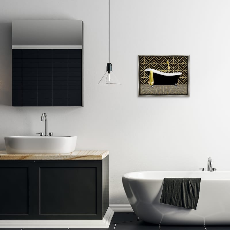 Stupell Deco Patterned Bathtub Framed Floater Canvas Wall Art Design By Conrad Knutsen