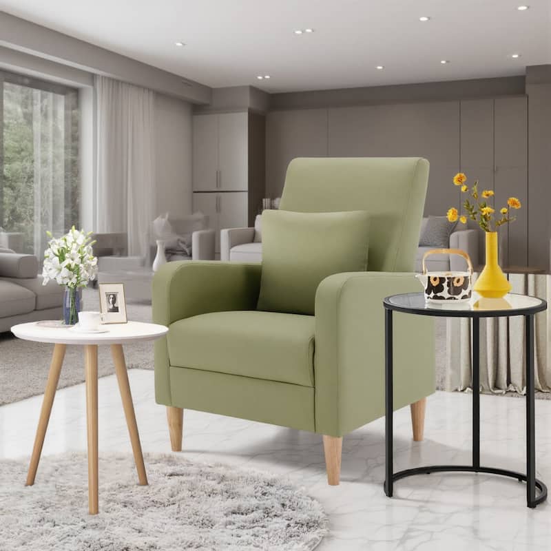Fabric/Leather Modern Accent Chairs with Lounge Seat - set of 1 - Green-L