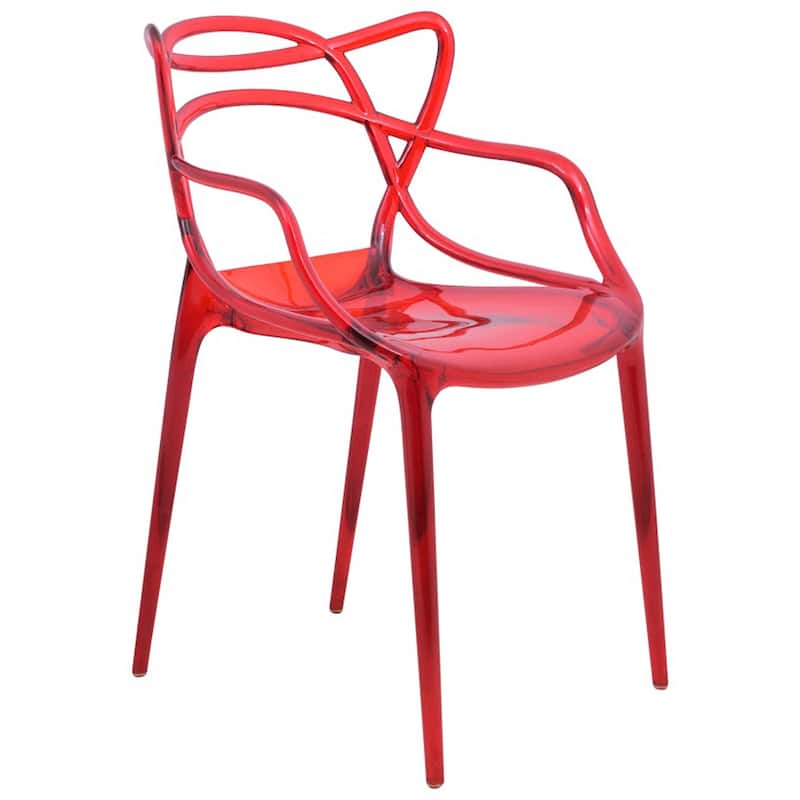 Milan Modern Intertwined Stackable Contemporary Accent Dining Chair for Dining Room Living Room and Outdoor - Red