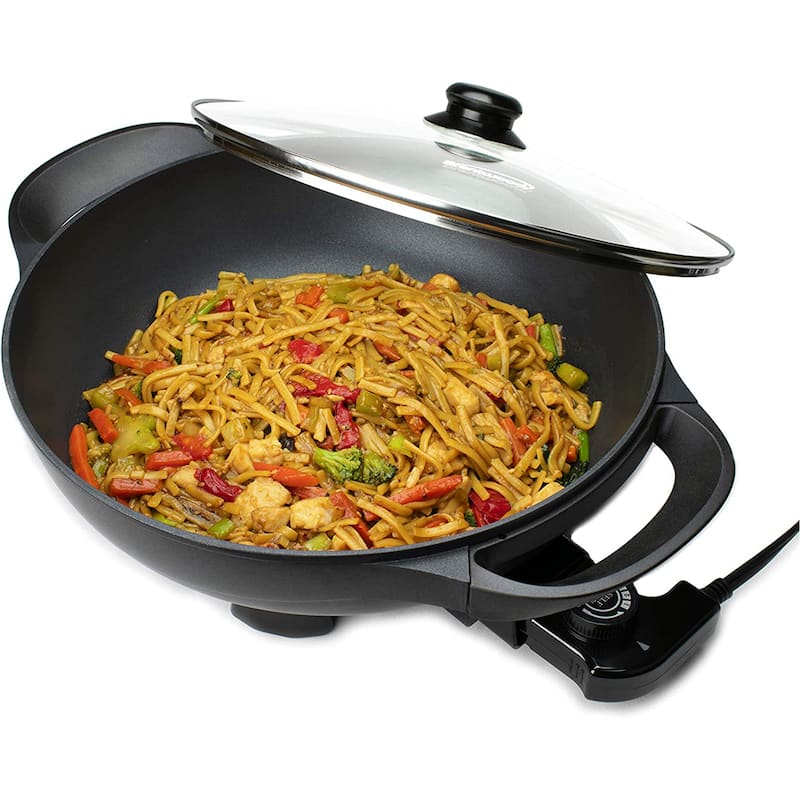 7 Quart Nonstick Electric Wok Skillet with Lid