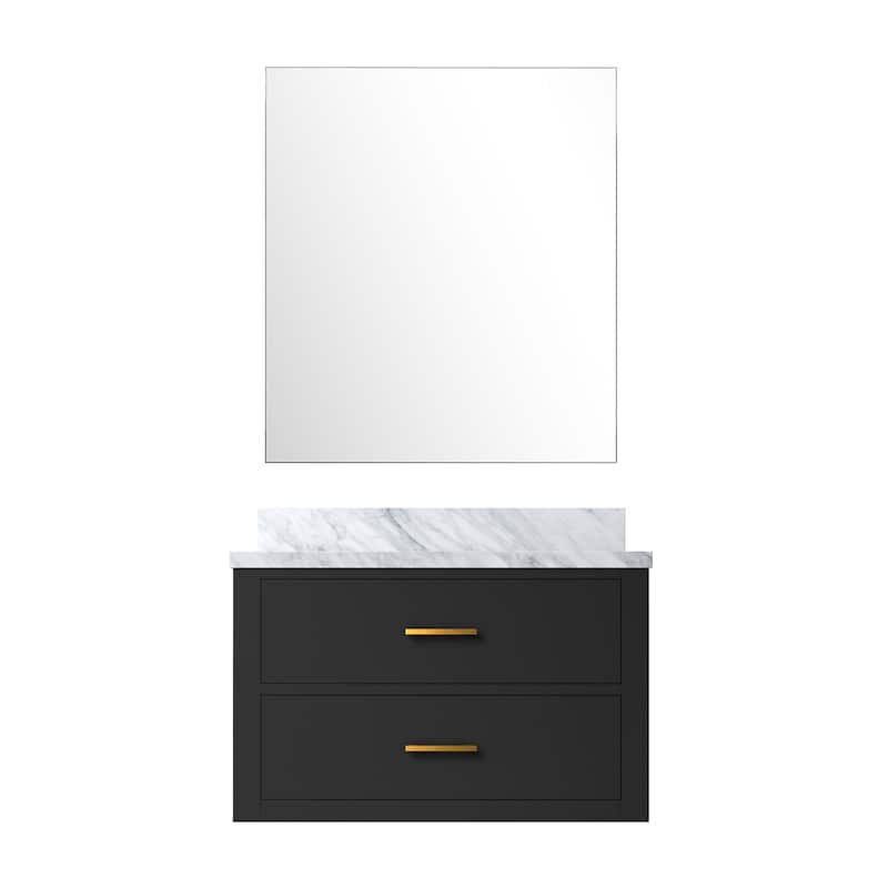 Castor Bath Vanity with Carrara Marble Top, Sink and Mirror